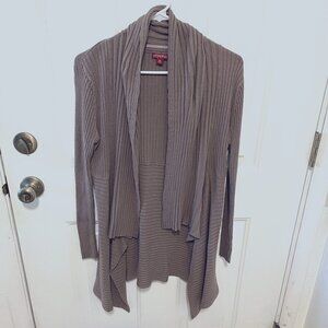 Merona - Fine Knit Ribbed Waterfall Cardigan - Earthy Brown - XL